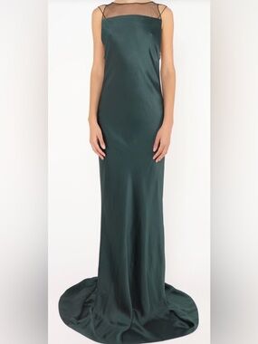 Maison Martin Margiela Dark Emerald Satin Maxi Dress